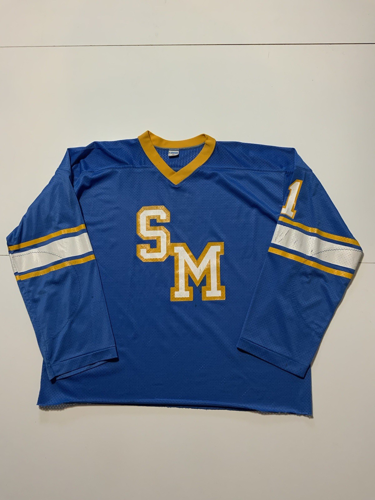Vintage 70s 80s Champion Products Mesh Long Sleeve #1 SM Sports Jersey Sz. 46 gallery
