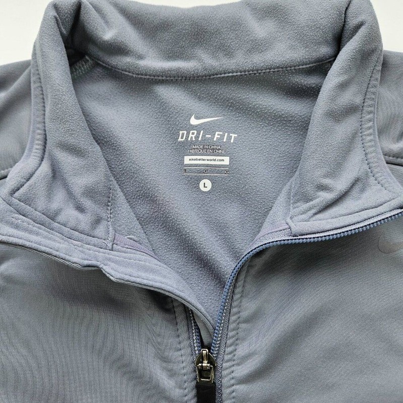 Nike Large Grey Full Zip Sweatshirt Jacket Thumb Holes Pockets gallery