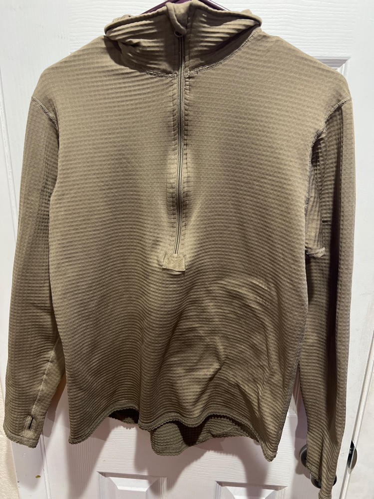 USGI Polartec ECWCS Waffle Grid Thermal Top Coyote Brown 1/2 Zip Thumbholes Unk gallery