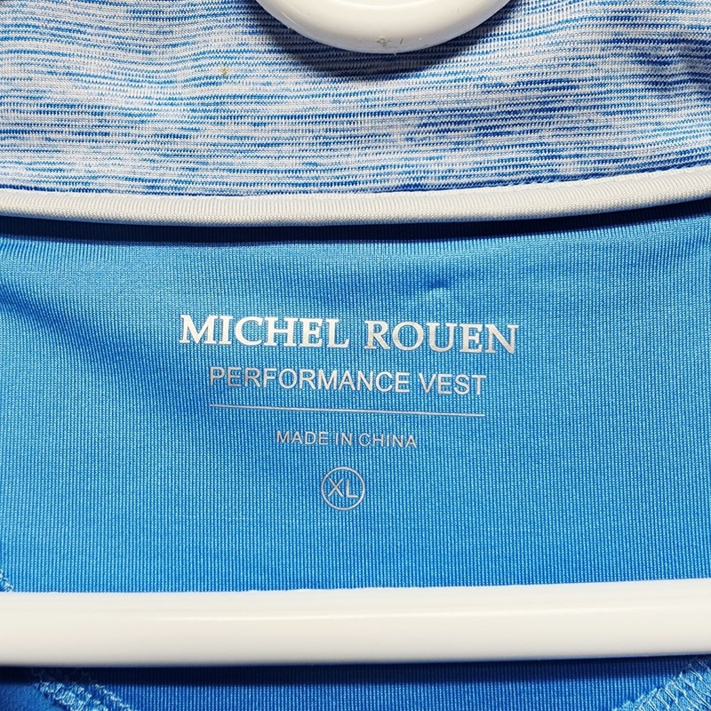 Michel Rouen Mens Size XL Light Blue Performance Vest Zip Neck Activewear gallery