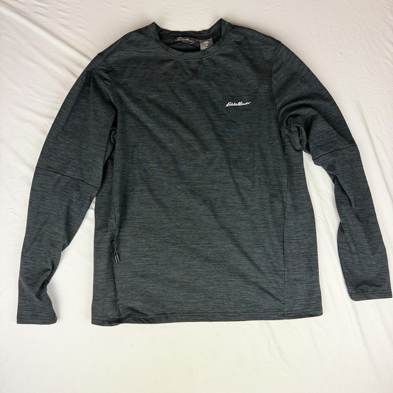 Eddie Bauer Tech Crew Men’s Medium Gray Long Sleeve Performance Shirt Zip Pocket gallery