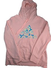 Adidas Floral Logo Graphic Hoodie Pink Size M