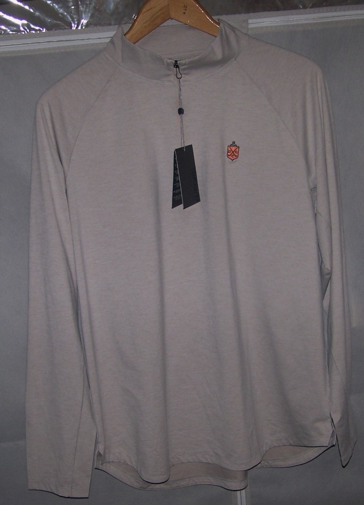 NEW $160 G/FORE Polyester Zip Pullover Sweater Shirt DEEPDALE GOLF CLUB Beige XL