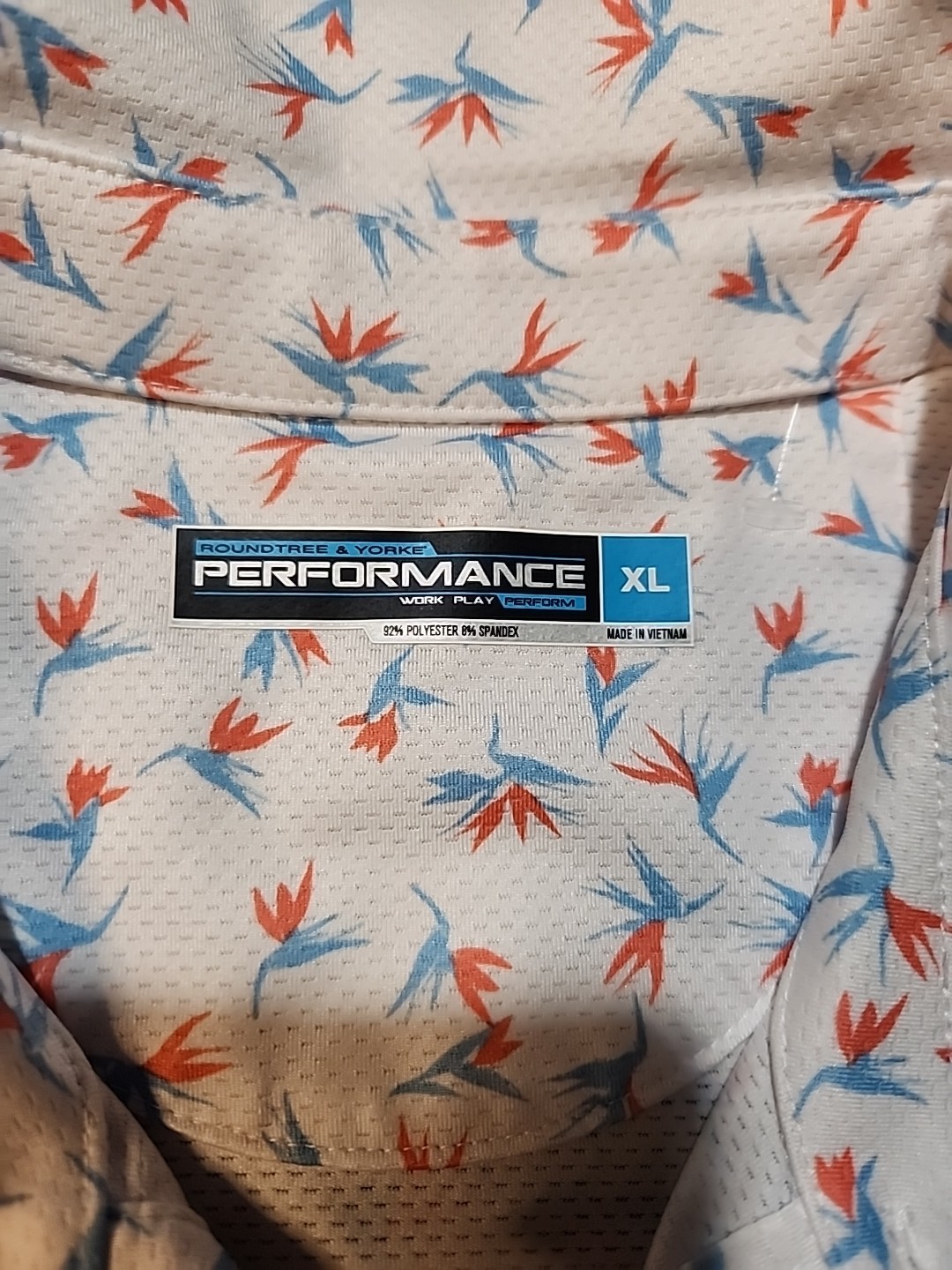 Roundtree & Yorke Performance Golf Lightweight Floral Polo Shirt Mens XL gallery
