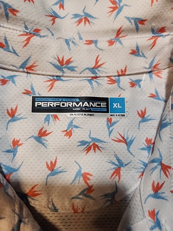 Roundtree & Yorke Performance Golf Lightweight Floral Polo Shirt Mens XL gallery