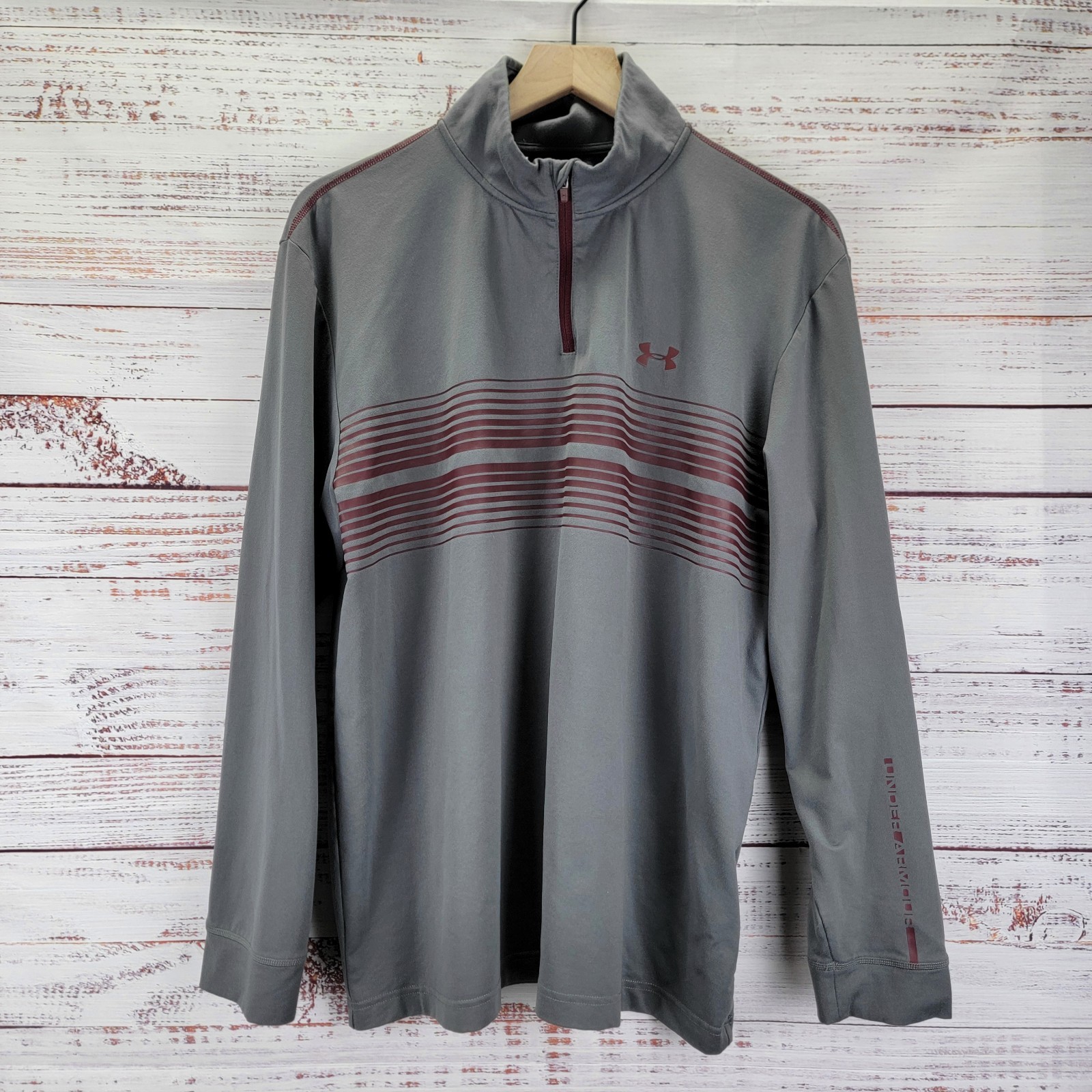 Under Armour Shirt Men's Large ColdGear Infrared Loose Long Sleeve Gray 1/4 Zip gallery