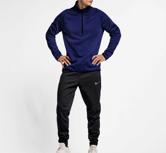 Nike Training Top Mens Small Therma Fleece Long Sleeve Quarter Zip Pullover Blue gallery