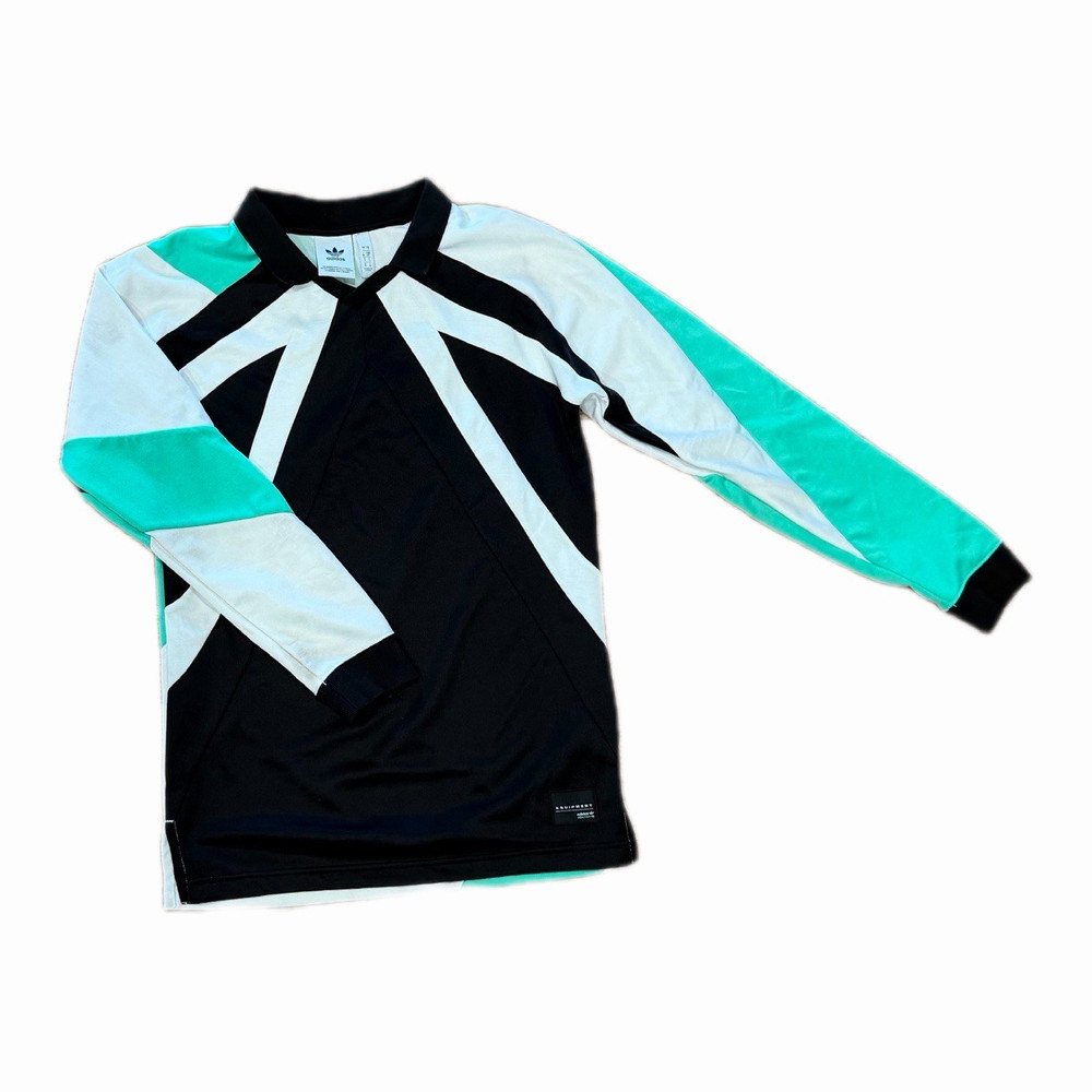adidas Equipment Logo V-Neck Pullover Men's S Colorblock Long Sleeve Jersey