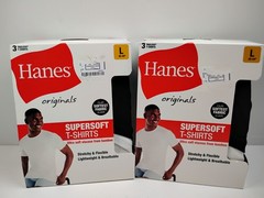 Hanes T-Shirts Large Supersoft Stretch & Flexible Breathable 2 Box Set of 3 Each