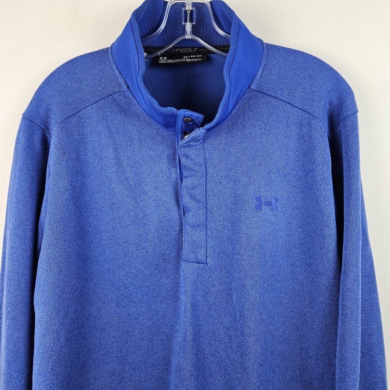 Under Armour ColdGear Pullover Men XL Blue 1329832 Golf Athletic Snap Mock gallery