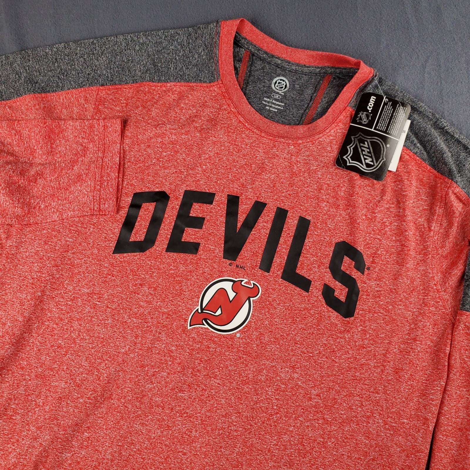 NHL Devils Long Sleeve Raglan T-Shirt Activewear Top Large New gallery