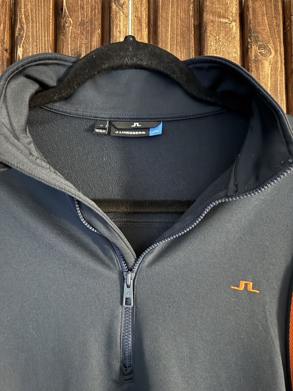 J. Lindeberg Performance Quarter Zip Pullover, Mens Medium, Navy And Orange gallery