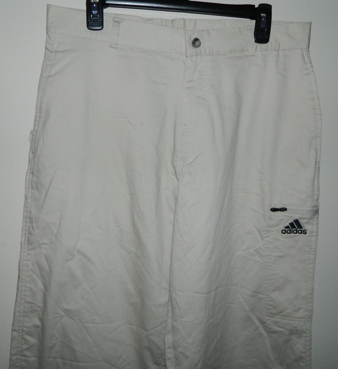 New Men Adidas WE Athletic Pants Solid Beige Casual Camping Hiking Cargo Sz 32 gallery