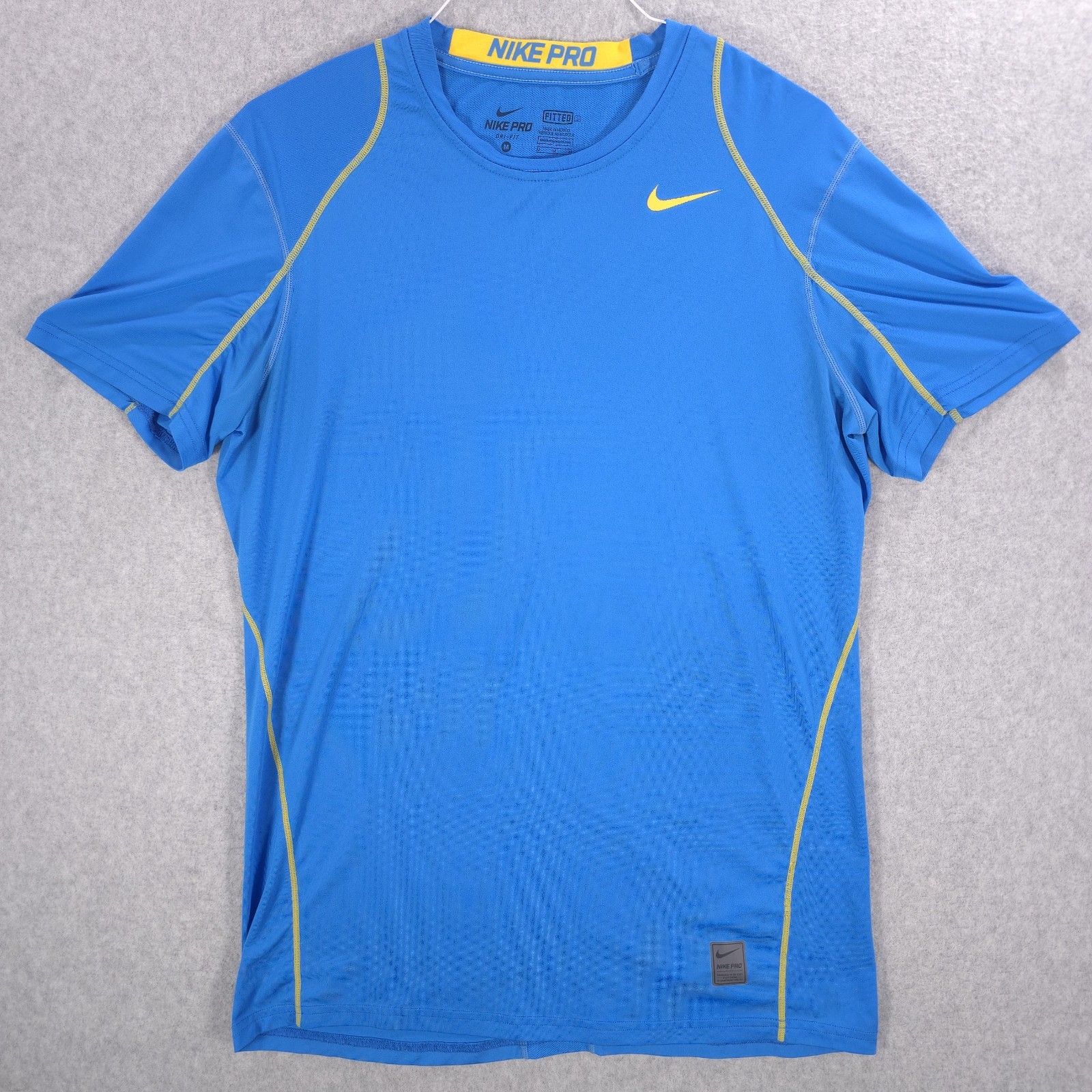 Nike Pro Dri-Fit Fitted Blue Athletic Stretch Gym Workout Shirt Mens Medium gallery