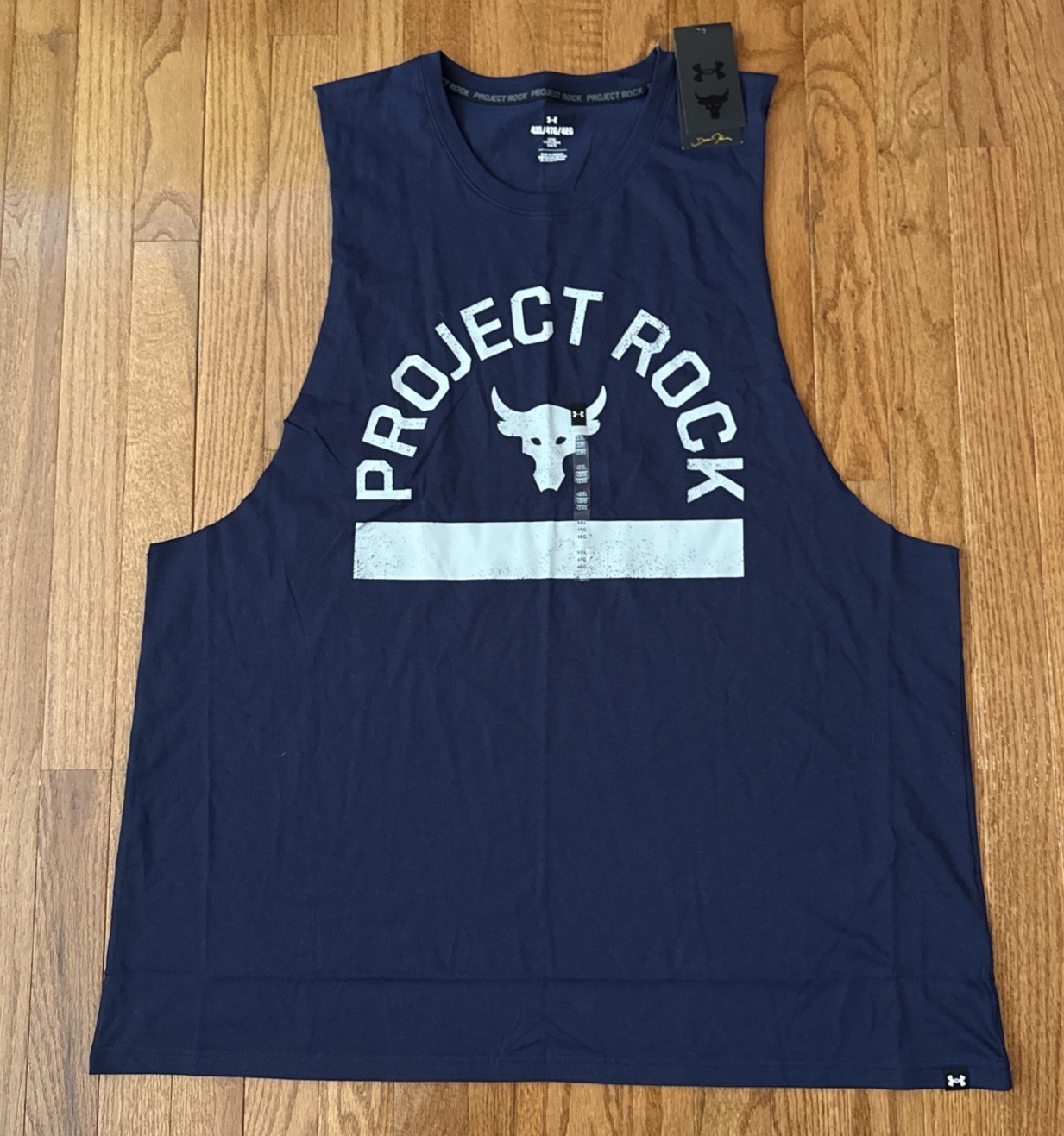 Under Armour Men's Project Rock Payoff Navy Tank Top Shirt 1383195-410 4XL gallery