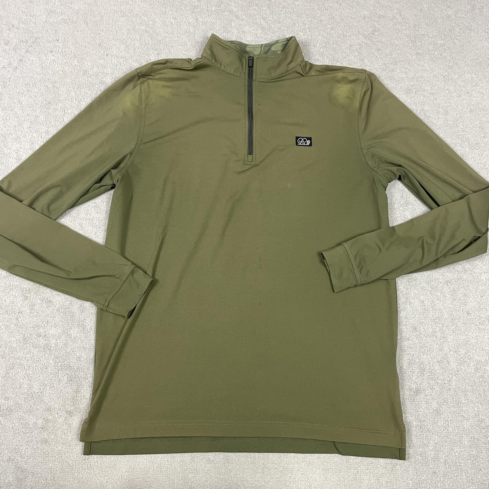 Good Good Golf Pullover Mens Medium Olive Green Quarter Zip Performance Stretch gallery