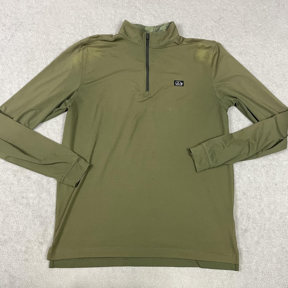 Good Good Golf Pullover Mens Medium Olive Green Quarter Zip Performance Stretch