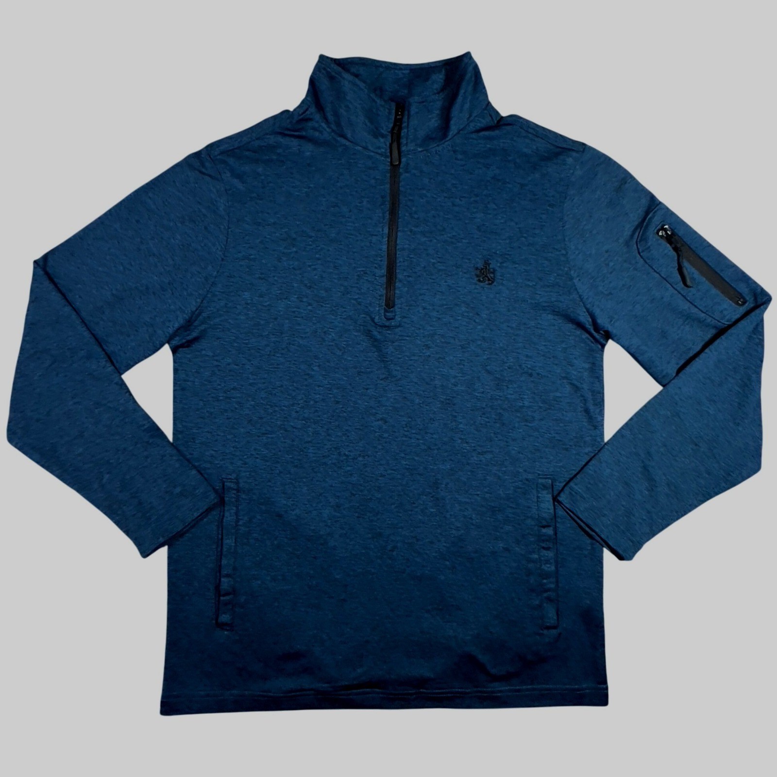 Rugby University Men's 1/4 Zip Pullover Extreme Stretch Marled Blue Shirt Small gallery