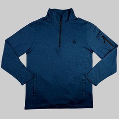 Rugby University Men’s 1/4 Zip Pullover Extreme Stretch Marled Blue Shirt Small