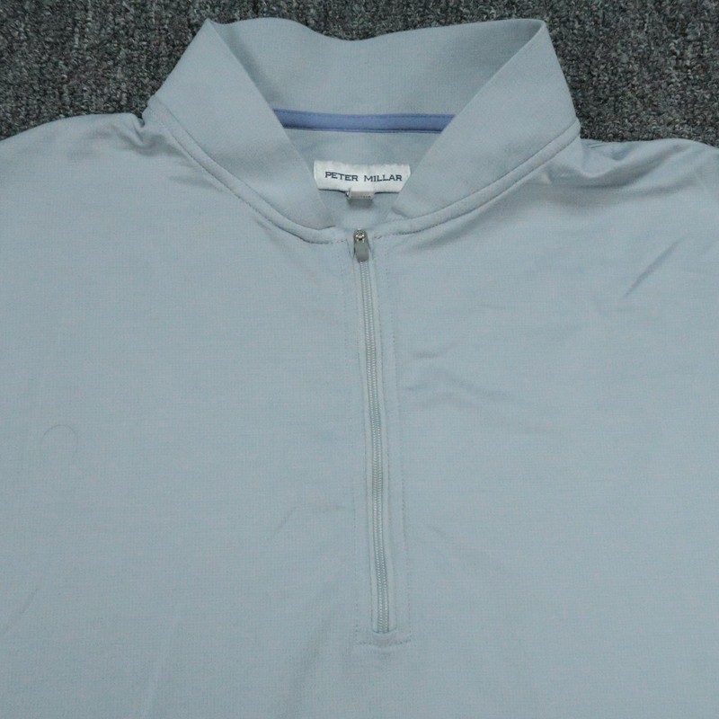 Peter Millar Pullover Mens Large Gray Ross Performance Baseball Collar 1/4 Zip gallery
