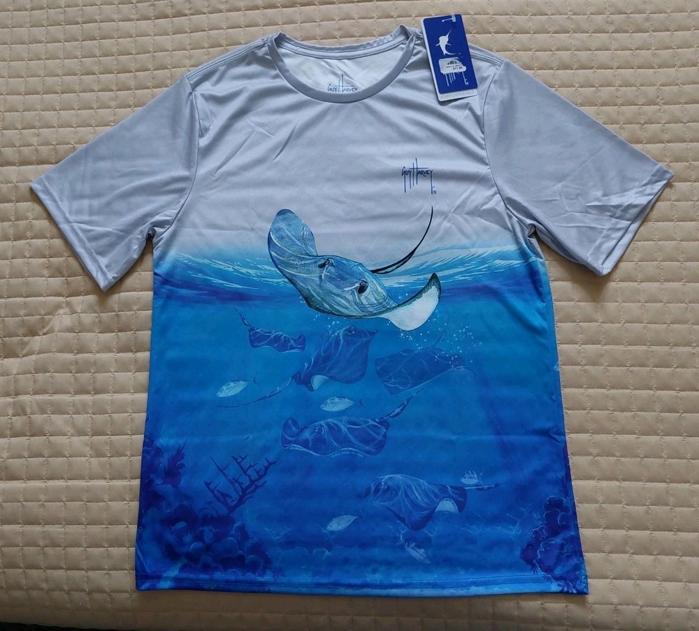 Guy Harvey Boys UPF 30 Quick Dri Short Sleeve Active T Shirt Tee Sz XXL NEW