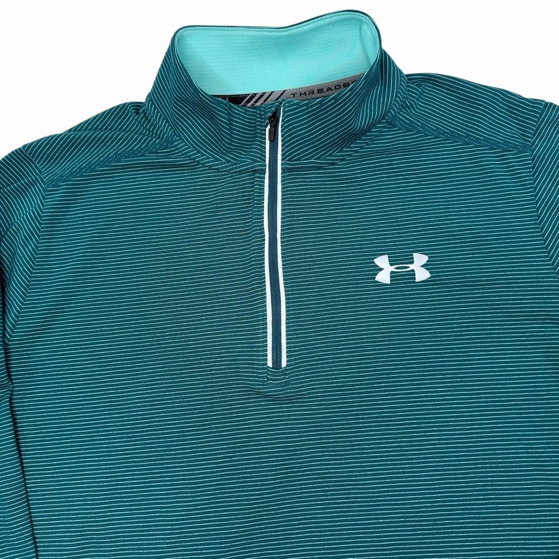 Under Armour 1/4 Zip Pullover Long Sleeve Running Shirt Mens Size L Teal Green gallery