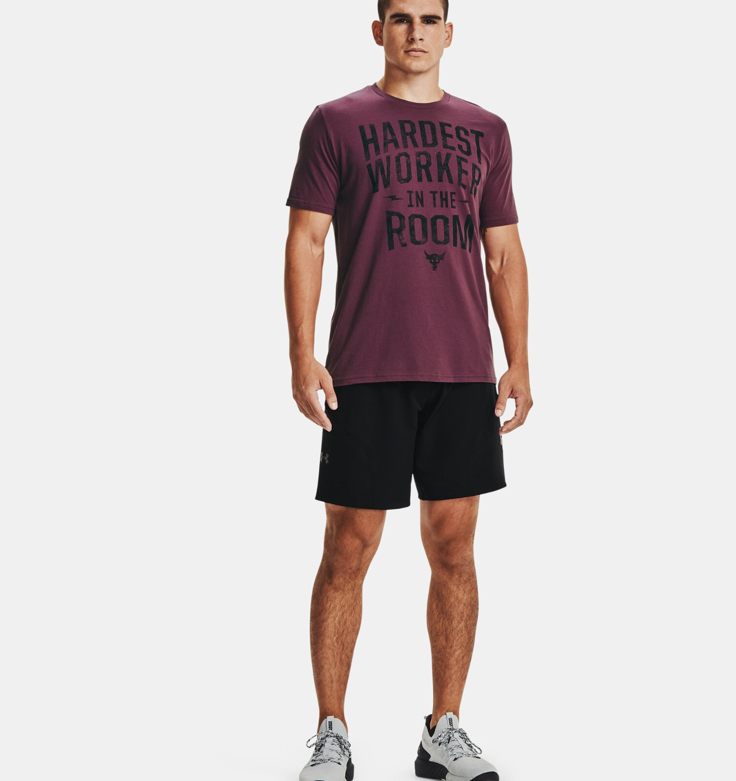 Under Armour Men's Project Rock Hardest Worker T-Shirt 1357190 Purple Size XL gallery