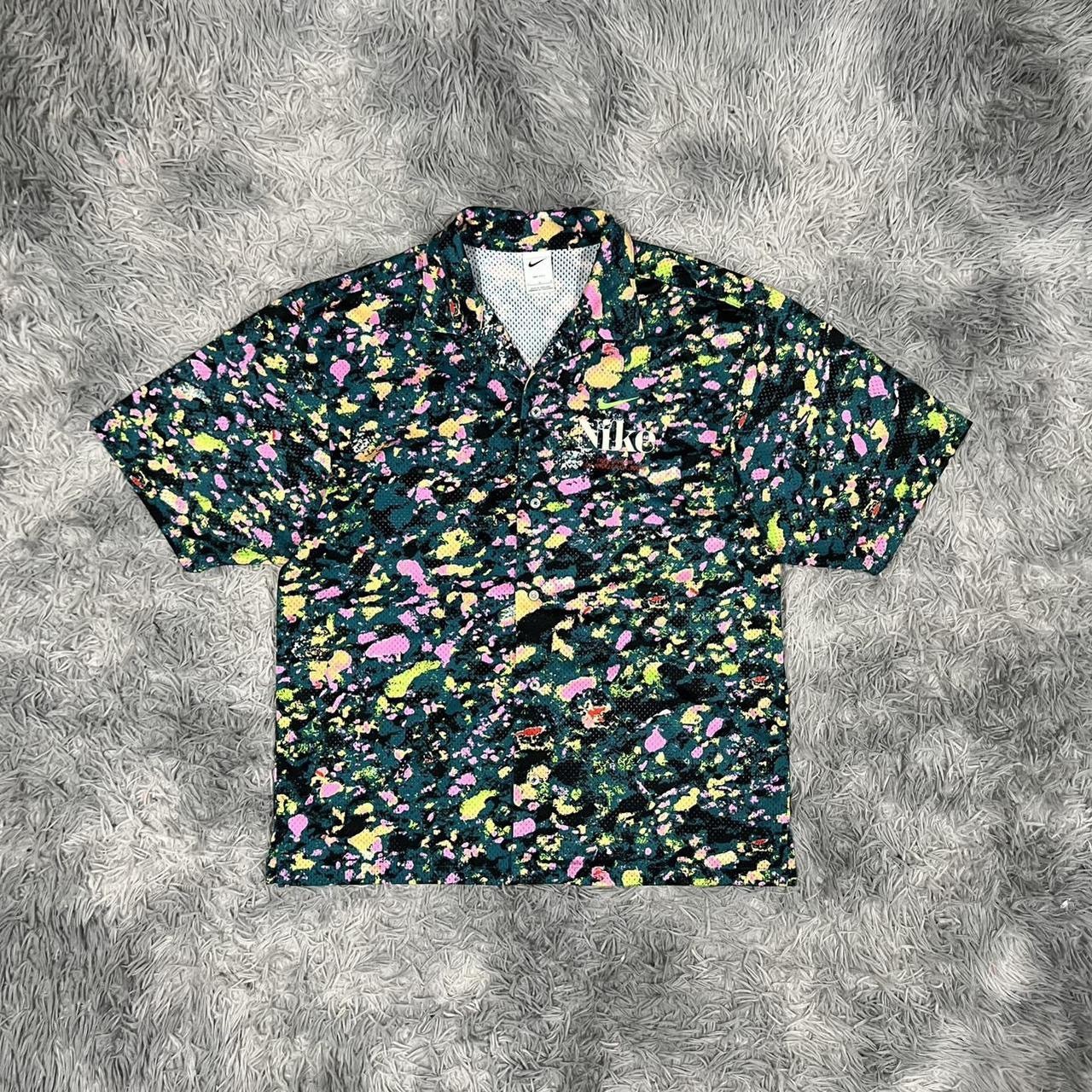 Nike Dri-Fit Trek Division button Down Shirt Mens L blue Multicolor Mesh gallery