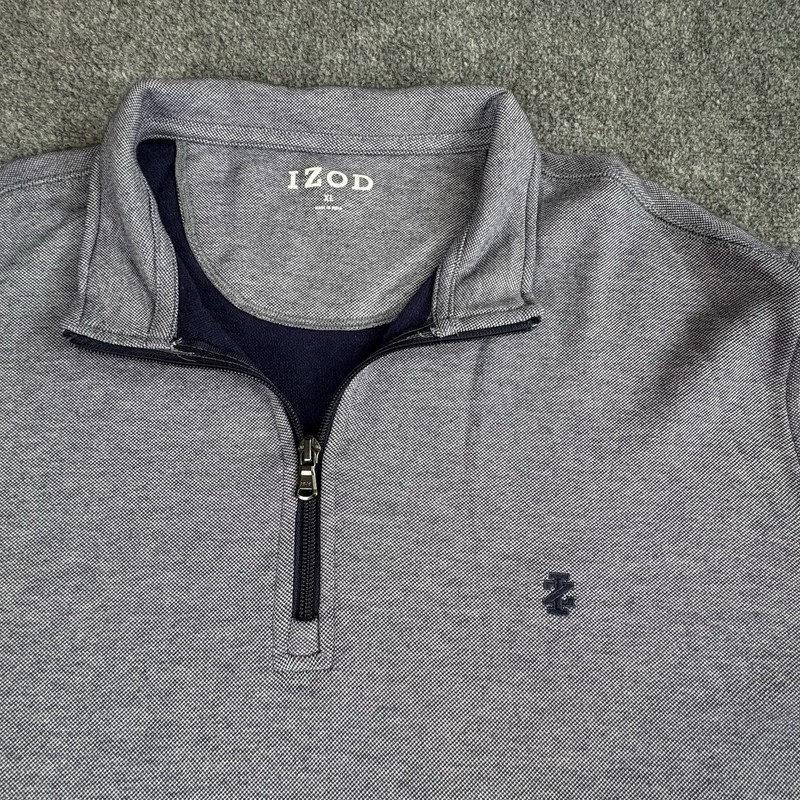 Izod Quarter Zip Pullover Mens XL Blue Casual Preppy Golf Athleisure Classic gallery