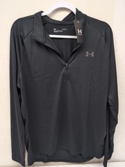 Men Under Armour Tech 2.0 1/2 Zip Sz Lg Black Long Sleeve Training Top BR0