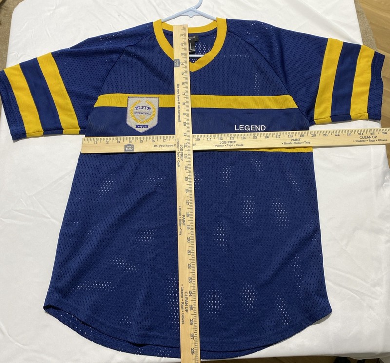 Forever 21 Size M Blue And Yellow Striped Legend Jersey gallery