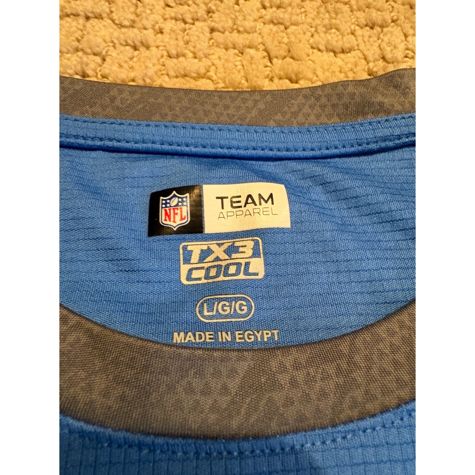 NFL Team Apparel Detroit Lions TX3 Cool Blue Grey Performance Shirt Mens Large gallery