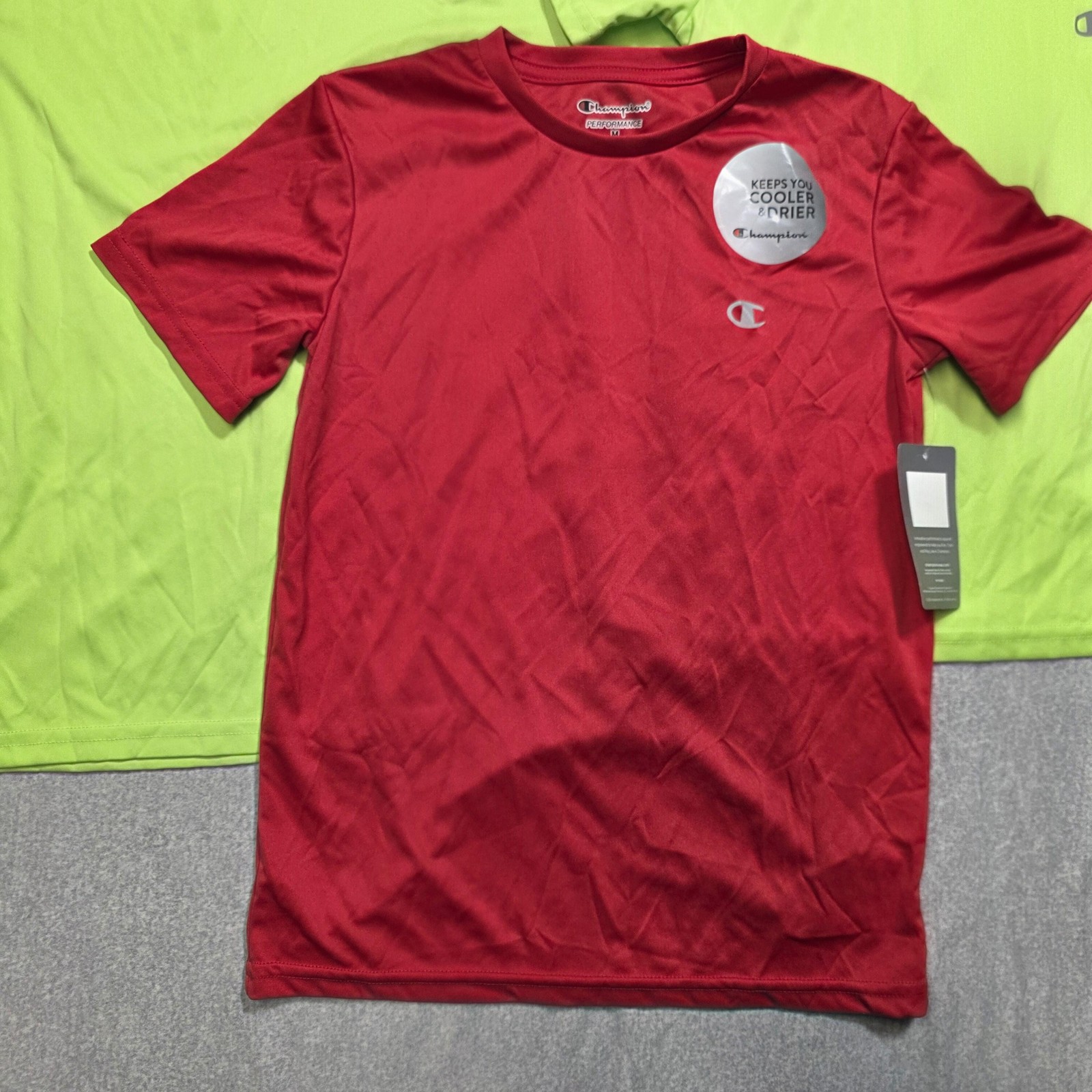 Champion Shirts Lot Mens Medium Green Red Performance Athletic You Drier gallery