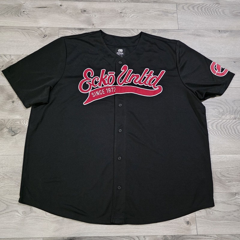 Ecko Unltd Baseball Jersey Adult Size 5XL Black Red Casual Short Sleeve Mens NWT gallery