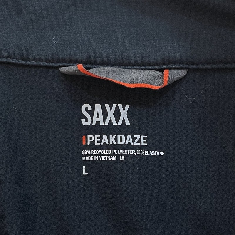 Saxx PeakDaze Soft Knit Performance Half Zip Mens L Black Long Sleeve Pocket gallery