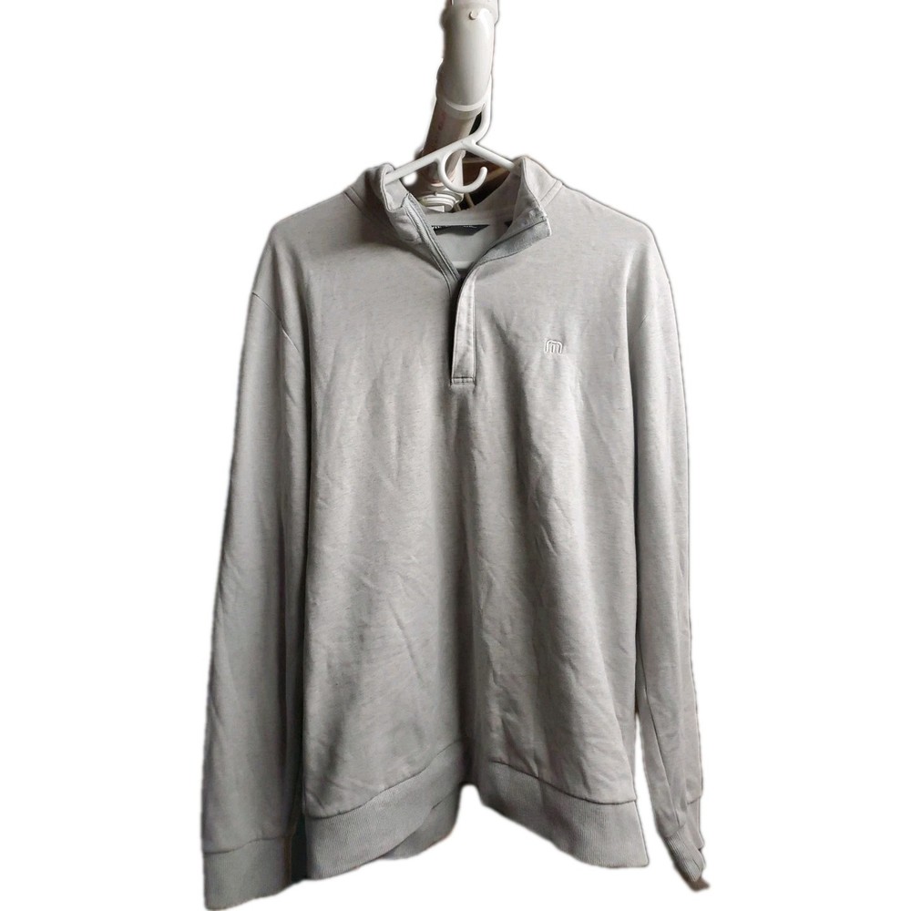 Travis Mathew Pullover Men Large White Cloud Quarter Zip Sweater Jumper L