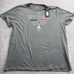 Bethpage Black 2025 Ryder Cup Shirt Mens XXL Loose S/S Stretch Under Armour Gray