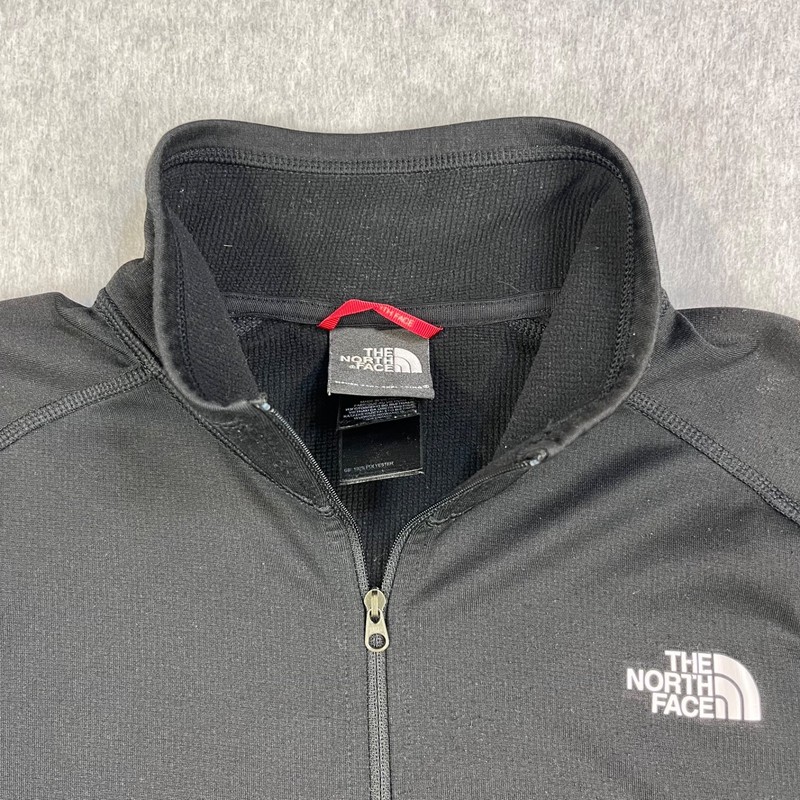 The North Face Pullover Jacket Mens Medium Black Fleece Inner Quarter Zip Logo gallery