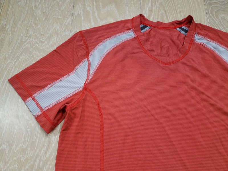 Lululemon Large Gym T Shirt Performance Vent Mesh Panels Stretch Rust Color gallery