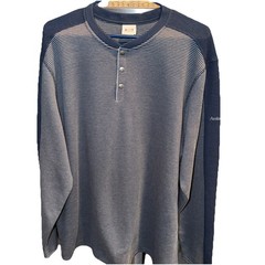 Avalanche Outdoor Blue Gray Pullover Waffle Knit Thermal Henley Shirt Men’s 2XL