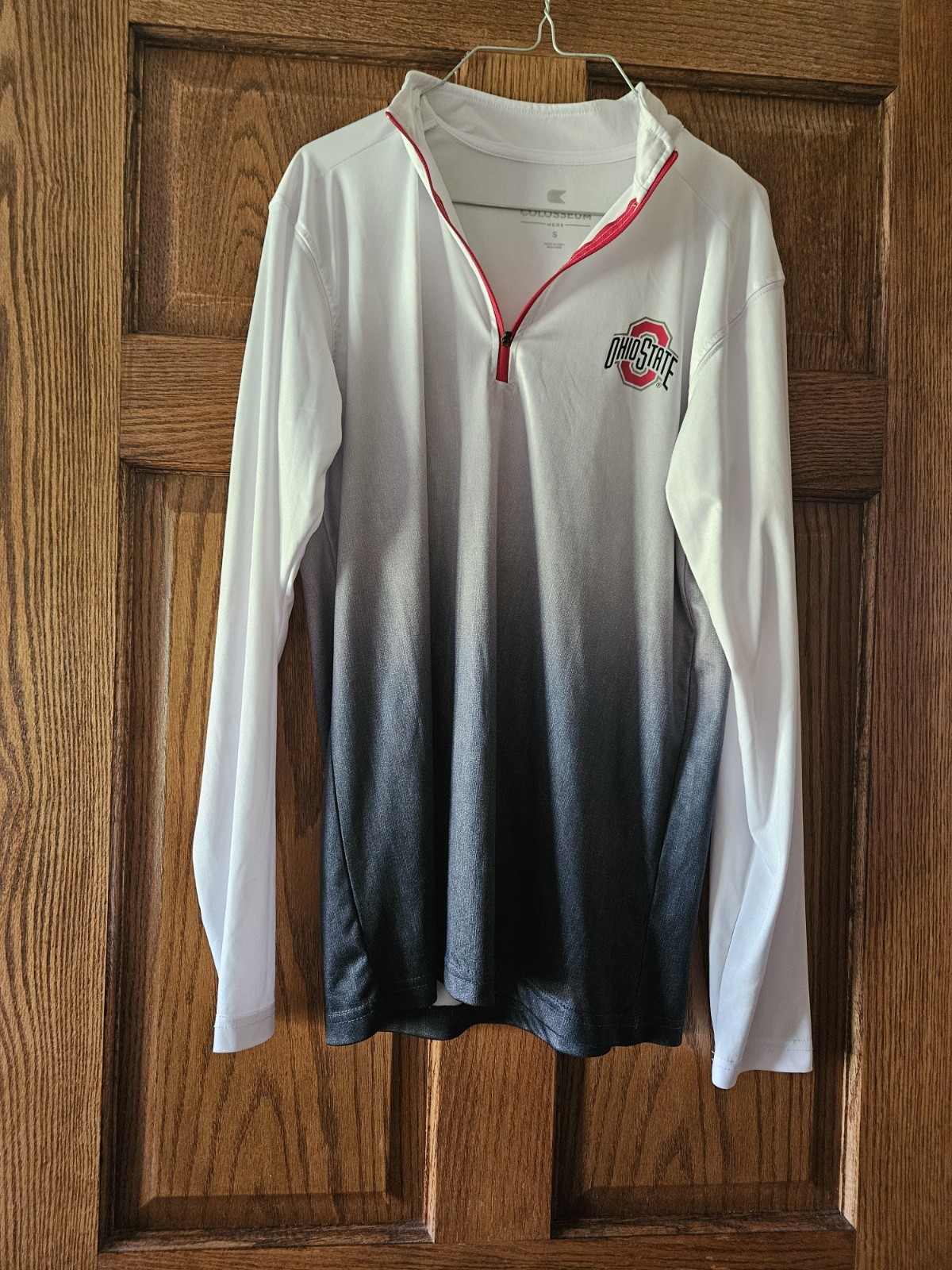 Colosseum Ohio State Buckeyes Men's S White/Gray Poly Mock Neck 1/4 Zip Pullover gallery