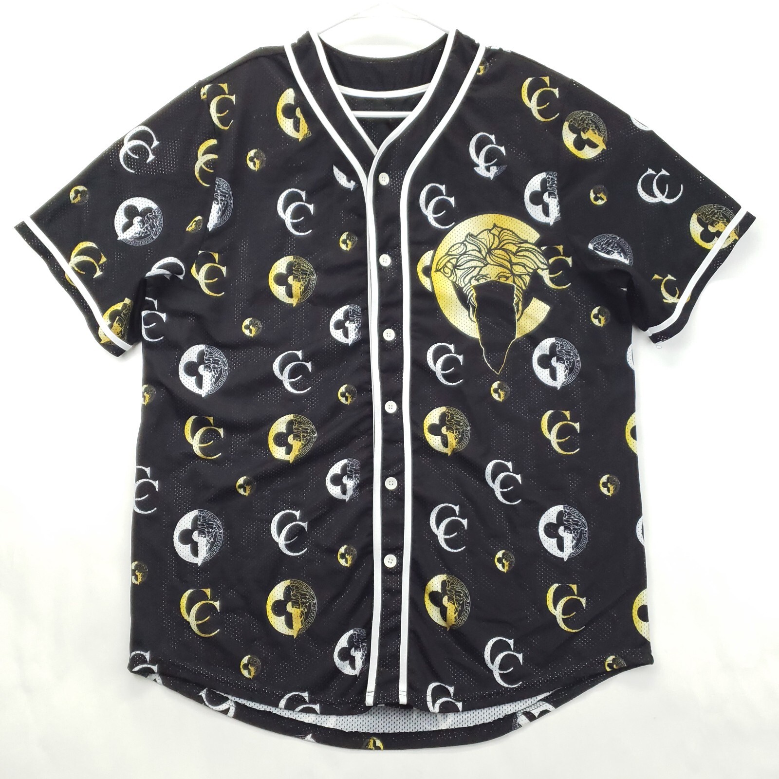 Crooks and Castles Baseball Jersey Mens Large Black CC Short Sleeve Medusa gallery