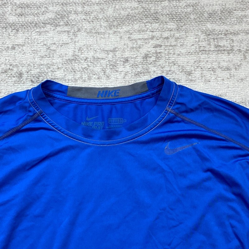 Nike Pro Combat Shirt Extra Large Blue Performance Swoosh Drifit Prep Hiker Mens gallery