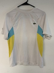 Lacoste Sport Men’s Ultradry Colorblock Mesh T-Shirt S White Blue Yellow