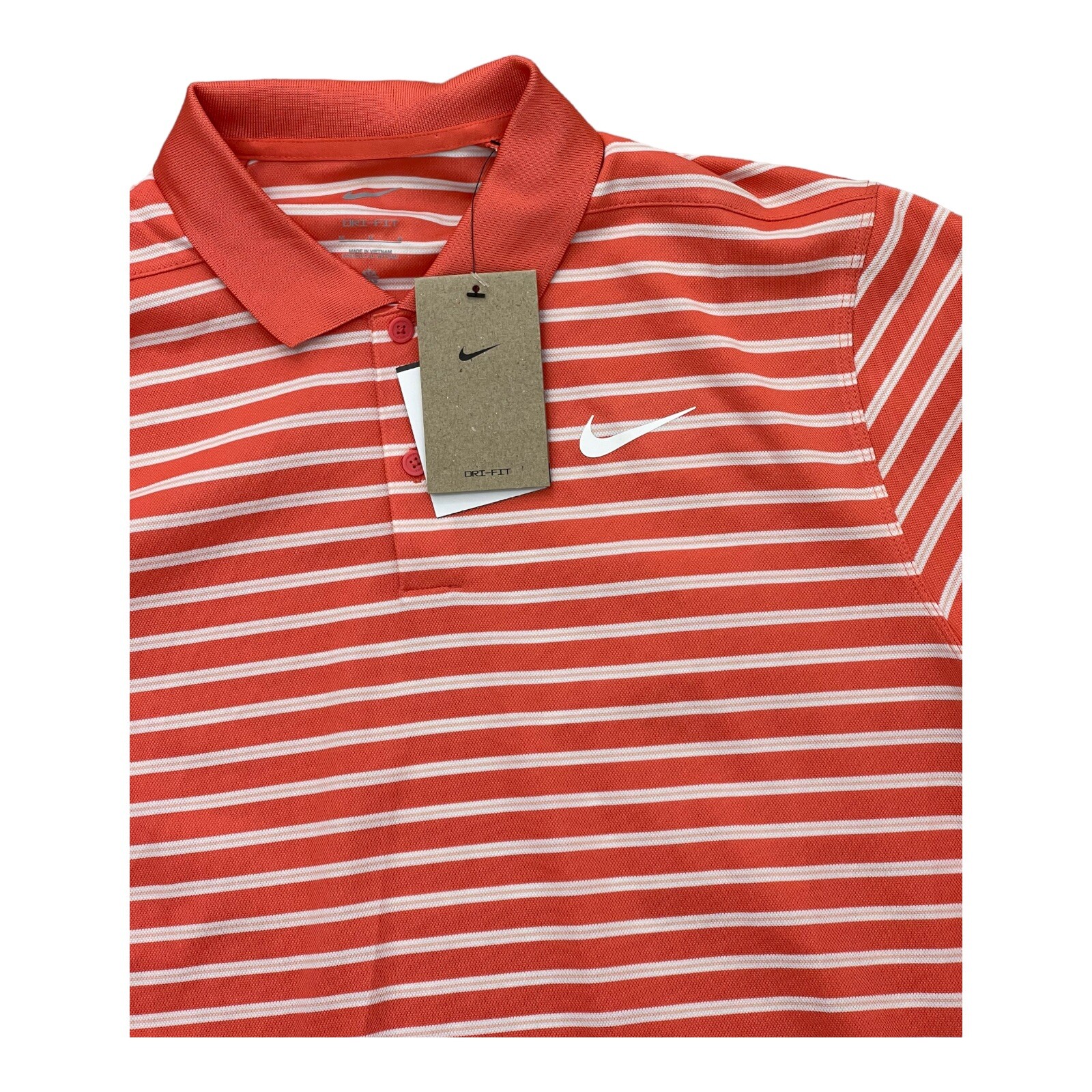 Nike Dri-FIT Move To Zero Orange Mens Striped Golf Polo Shirt Size M DH0829-814 gallery
