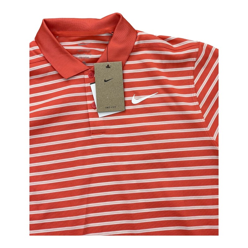 Nike Dri-FIT Move To Zero Orange Mens Striped Golf Polo Shirt Size M DH0829-814 gallery