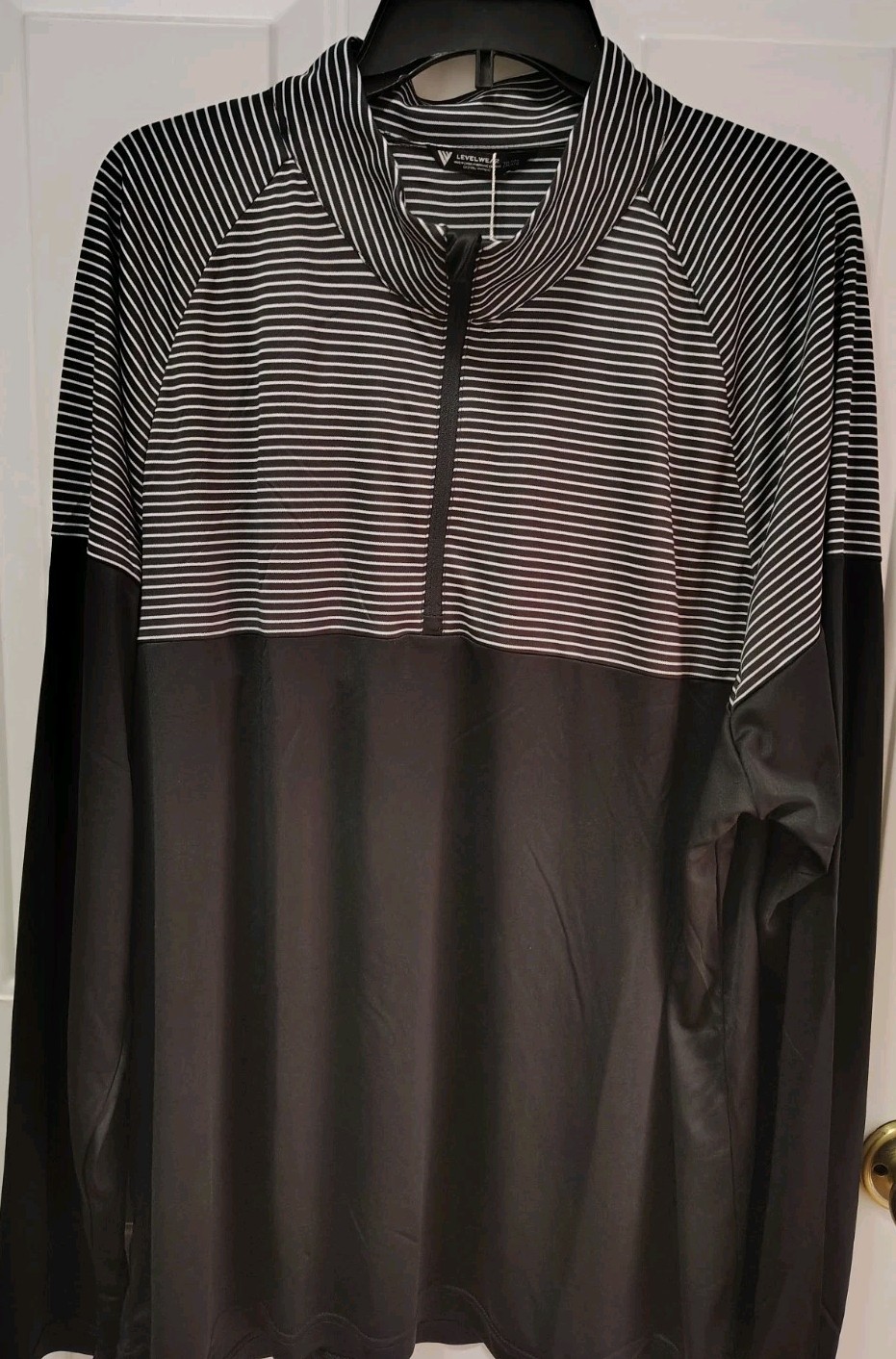 Levelwear Mens Classic Stripes Performance Pullover Black/White 2XL NWT gallery