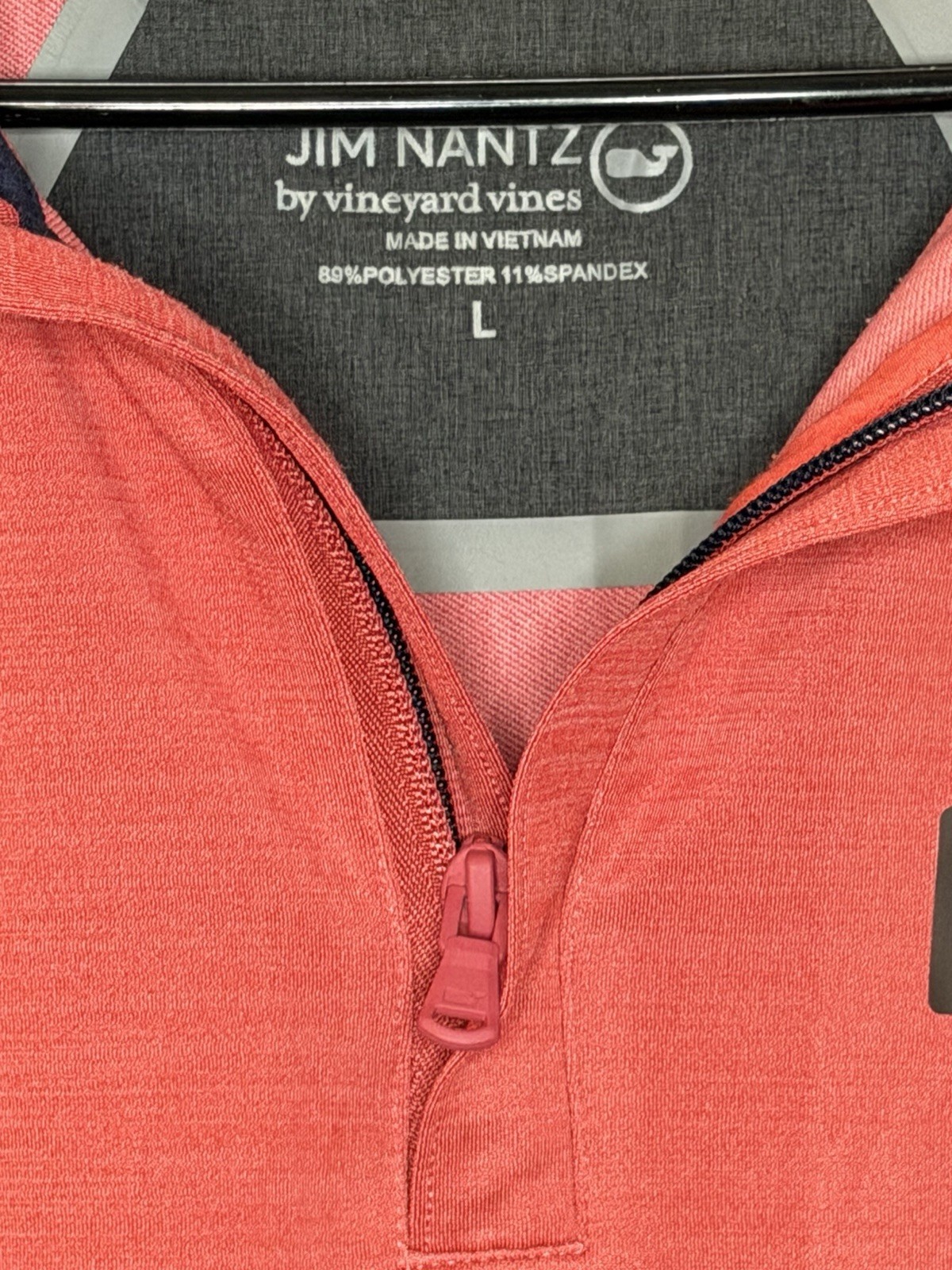 Vineyard Vines Jim Nantz 1/4 Zip Lightweight Pullover Mock Neck Coral Men's L gallery