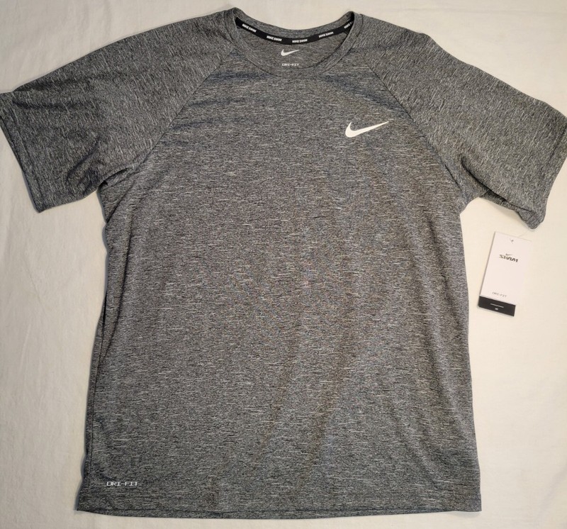NIKE Swim Men's Heather Grey Short Sleeve Hydroguard Rash Guard Shirt Medium $40 gallery