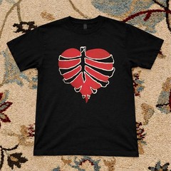 Black And Red Skeleton Heart T-Shirt S-5XL Unisex